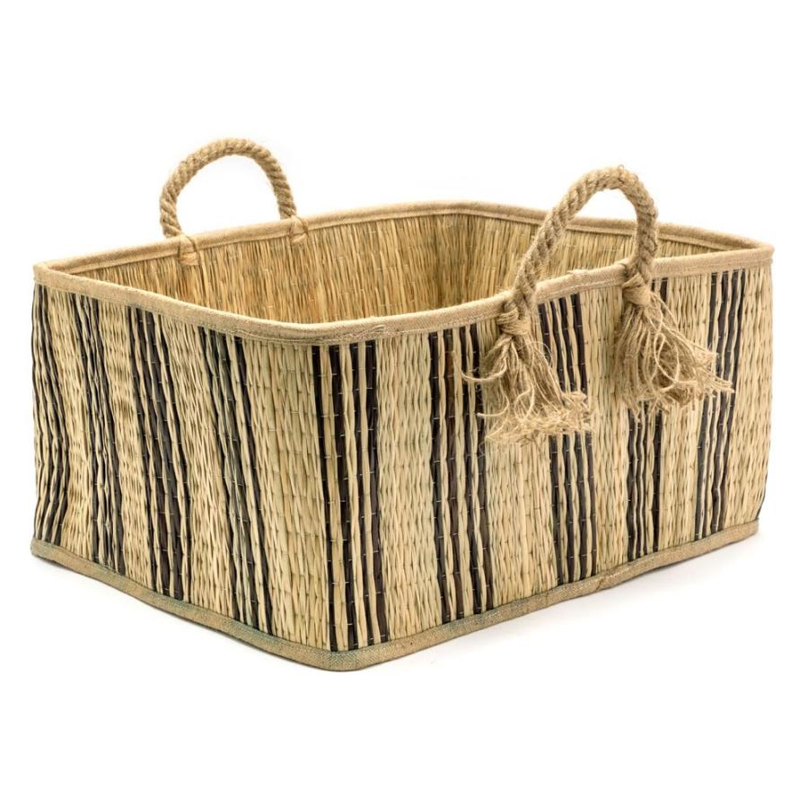 バスケット かご シーグラス 持ち手つき スクエア ストライプ ブラック 黒 収納バスケット 収納かご ランドリーバスケット 51249 | ELEMENTS（インテリア） | 21