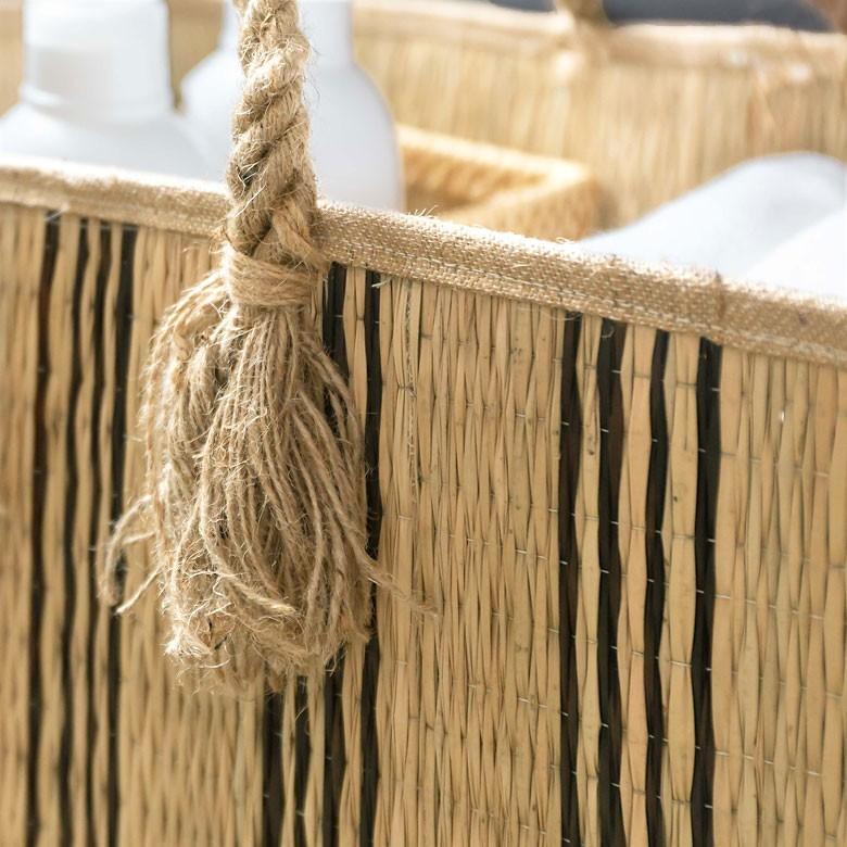 バスケット かご シーグラス 持ち手つき スクエア ストライプ ブラック 黒 収納バスケット 収納かご ランドリーバスケット 51249 | ELEMENTS（インテリア） | 08