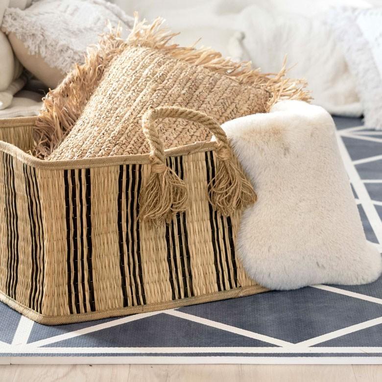 バスケット かご シーグラス 持ち手つき スクエア ストライプ ブラック 黒 収納バスケット 収納かご ランドリーバスケット 51249 | ELEMENTS（インテリア） | 11