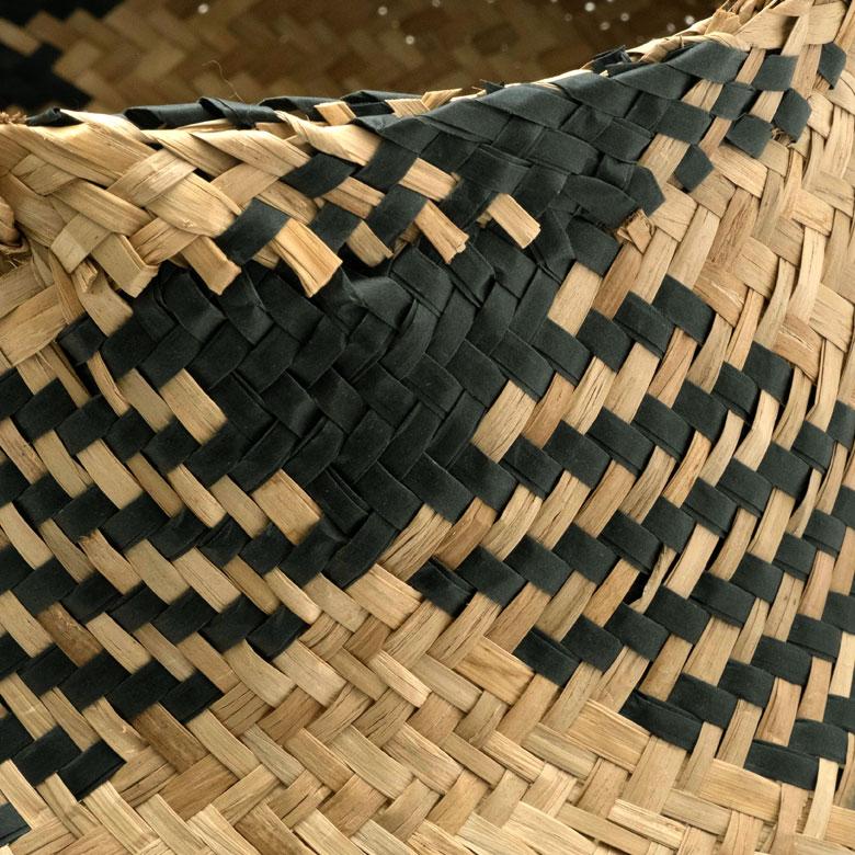 かご バスケット シーグラス製 天然素材 収納  持ち手 折り畳み 2way カゴ 籠 収納バスケット ストッカー 野菜入れ 荷物入れ 見せる収納 おもちゃ入れ 51250 | ELEMENTS（インテリア） | 01