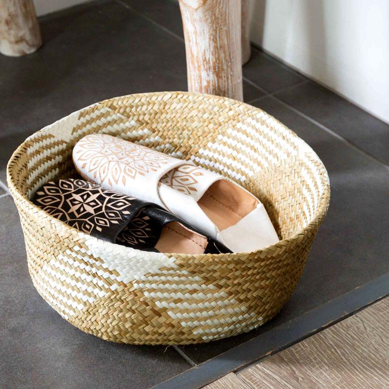 かご バスケット シーグラス製 天然素材 収納  持ち手 折り畳み 2way カゴ 籠 収納バスケット ストッカー 野菜入れ 荷物入れ 見せる収納 おもちゃ入れ 51250 | ELEMENTS（インテリア） | 15