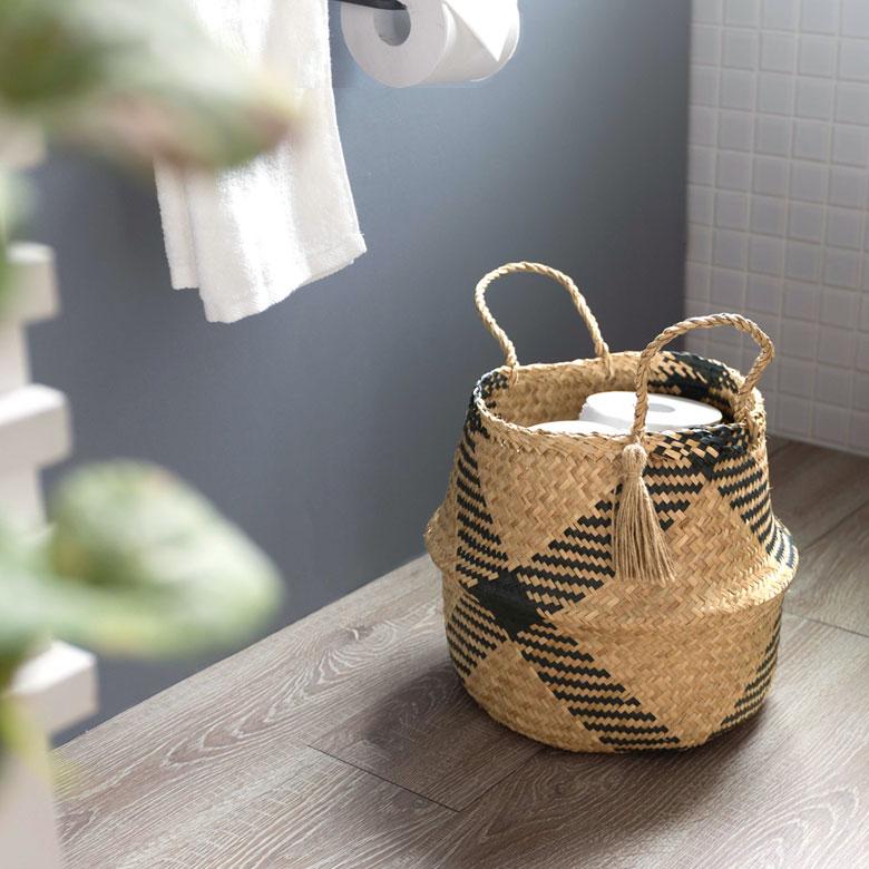 かご バスケット シーグラス製 天然素材 収納  持ち手 折り畳み 2way カゴ 籠 収納バスケット ストッカー 野菜入れ 荷物入れ 見せる収納 おもちゃ入れ 51250 | ELEMENTS（インテリア） | 05