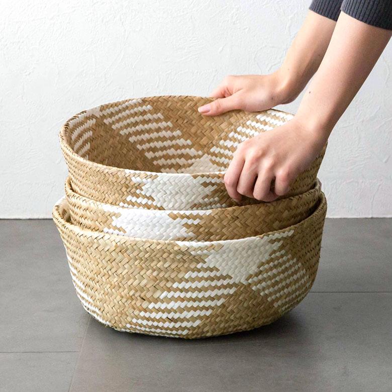 かご バスケット シーグラス製 天然素材 収納  持ち手 折り畳み 2way カゴ 籠 収納バスケット ストッカー 野菜入れ 荷物入れ 見せる収納 おもちゃ入れ 51250 | ELEMENTS（インテリア） | 07