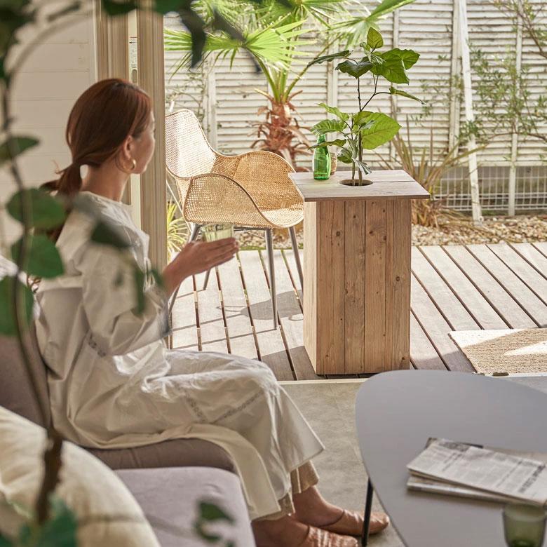 プランター テーブル プレート 正方形 カバー 蓋 ふた 天板 43.5cm M 木 製 ウッド 植木 鉢 植え テーブル サイド おしゃれ 北欧 家具 インテリア 西海岸 b-5 | ブランド登録なし | 20