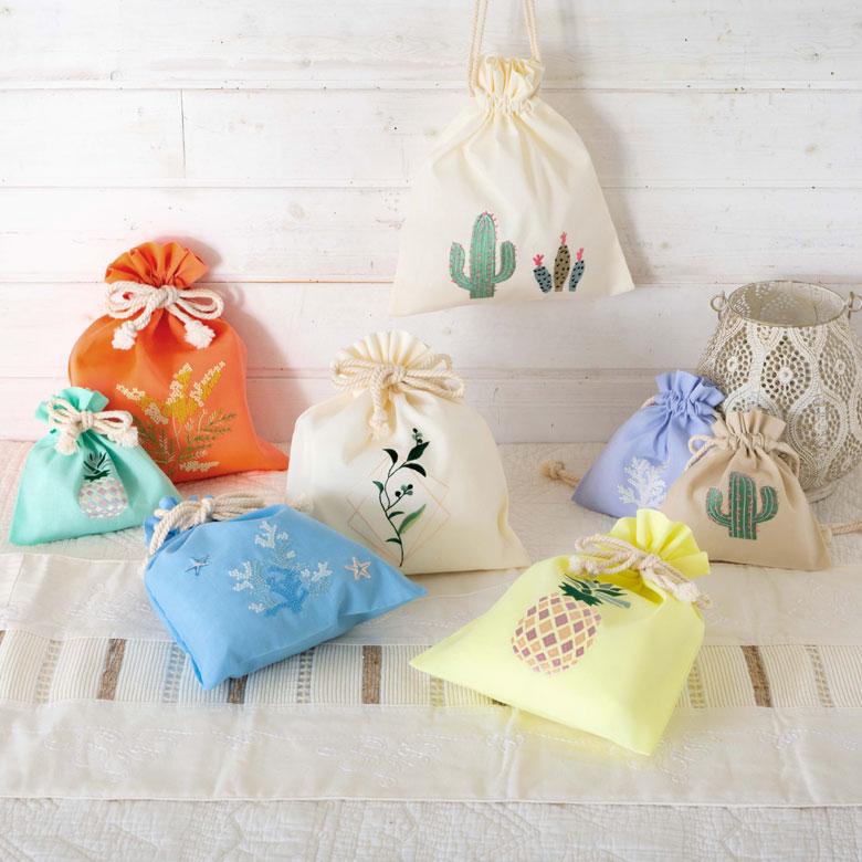 巾着袋 Mサイズ ベトナム 刺繍 オリジナル ポーチ ベトナム雑貨 ギフト プレゼント お土産 ハンドメイド おしゃれ リゾート 西海岸 Gio ha ジョーハ 51256 | ブランド登録なし | 21