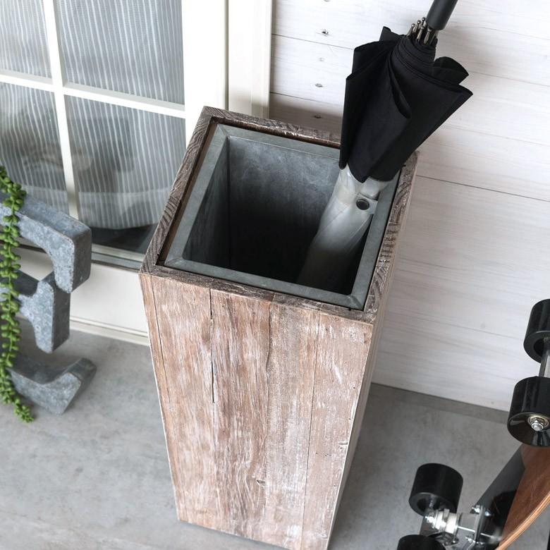 傘立て カサ立て 傘たて 玄関 アンブレラスタンド ホワイトウォッシュ 業務用 スリム 店舗用 アンブレラホルダー 角型 天然木製 アンティーク風 古木 51257-wh | ELEMENTS（インテリア） | 17