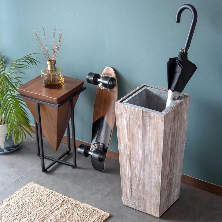 傘立て カサ立て 傘たて 玄関 アンブレラスタンド ホワイトウォッシュ 業務用 スリム 店舗用 アンブレラホルダー 角型 天然木製 アンティーク風 古木 51257-wh | ELEMENTS（インテリア） | 05