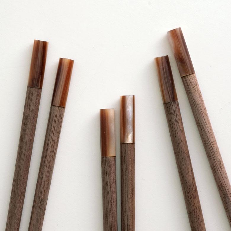 お箸 箸 木 天然木 シェル 貝 ウォルナット ダークブラウン 23cm 木製 無塗装 カフェ シンプル おしゃれ かわいい 無垢 カトラリー ハンドメイド 51271 | ELEMENTS（インテリア） | 12