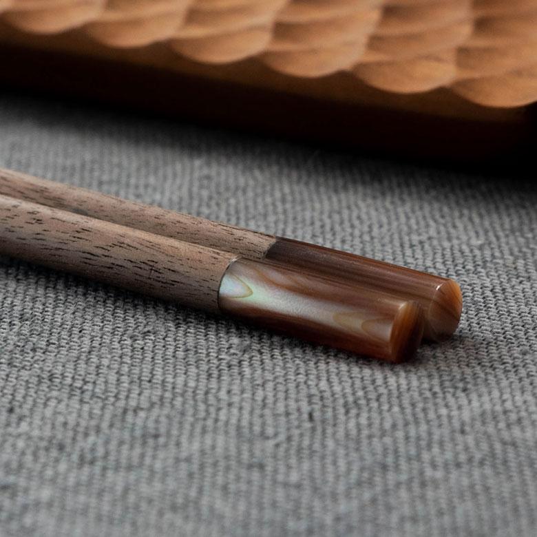 お箸 箸 木 天然木 シェル 貝 ウォルナット ダークブラウン 23cm 木製 無塗装 カフェ シンプル おしゃれ かわいい 無垢 カトラリー ハンドメイド 51271 | ELEMENTS（インテリア） | 16