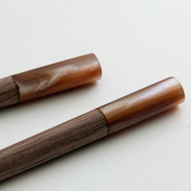 お箸 箸 木 天然木 シェル 貝 ウォルナット ダークブラウン 23cm 木製 無塗装 カフェ シンプル おしゃれ かわいい 無垢 カトラリー ハンドメイド 51271 | ELEMENTS（インテリア） | 03