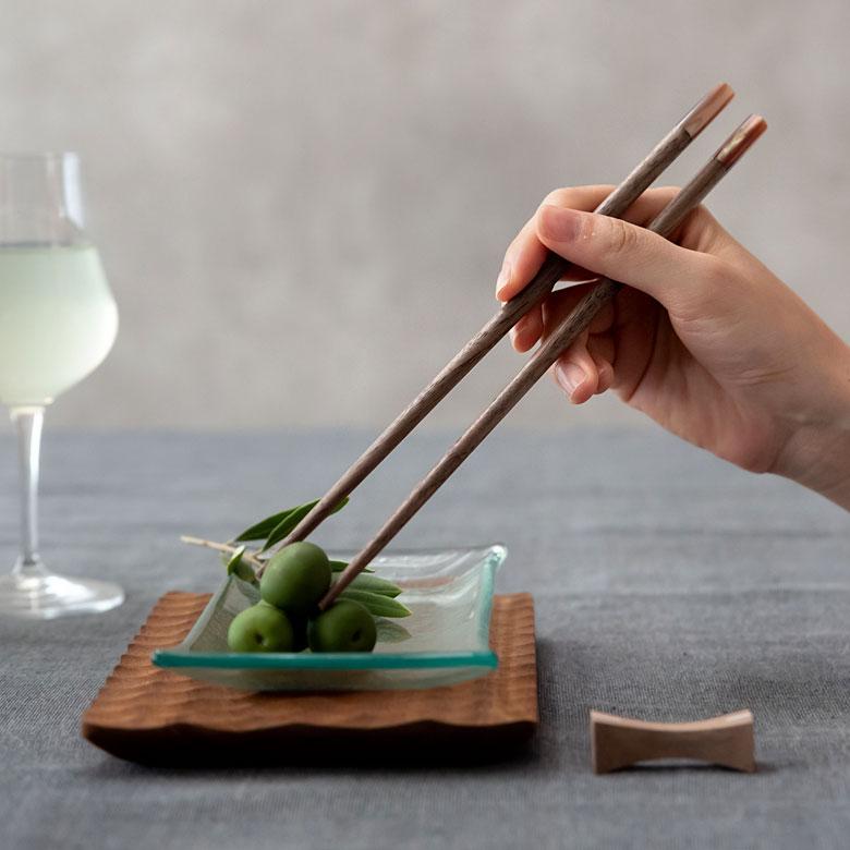 お箸 箸 木 天然木 シェル 貝 ウォルナット ダークブラウン 23cm 木製 無塗装 カフェ シンプル おしゃれ かわいい 無垢 カトラリー ハンドメイド 51271 | ELEMENTS（インテリア） | 05