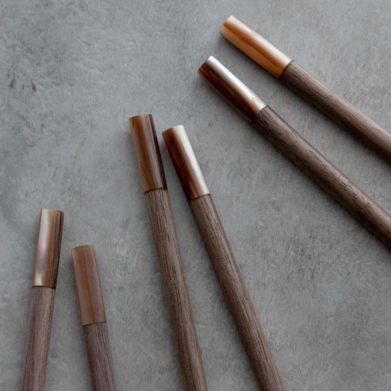 お箸 箸 木 天然木 シェル 貝 ウォルナット ダークブラウン 23cm 木製 無塗装 カフェ シンプル おしゃれ かわいい 無垢 カトラリー ハンドメイド 51271 | ELEMENTS（インテリア） | 07