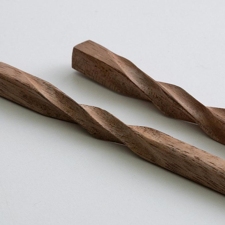 ELEMENTS お箸 箸 木 天然木 ウォルナット ひねり ダークブラウン 23cm