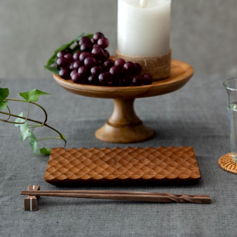 ELEMENTS お箸 箸 木 天然木 ウォルナット ひねり ダークブラウン 23cm