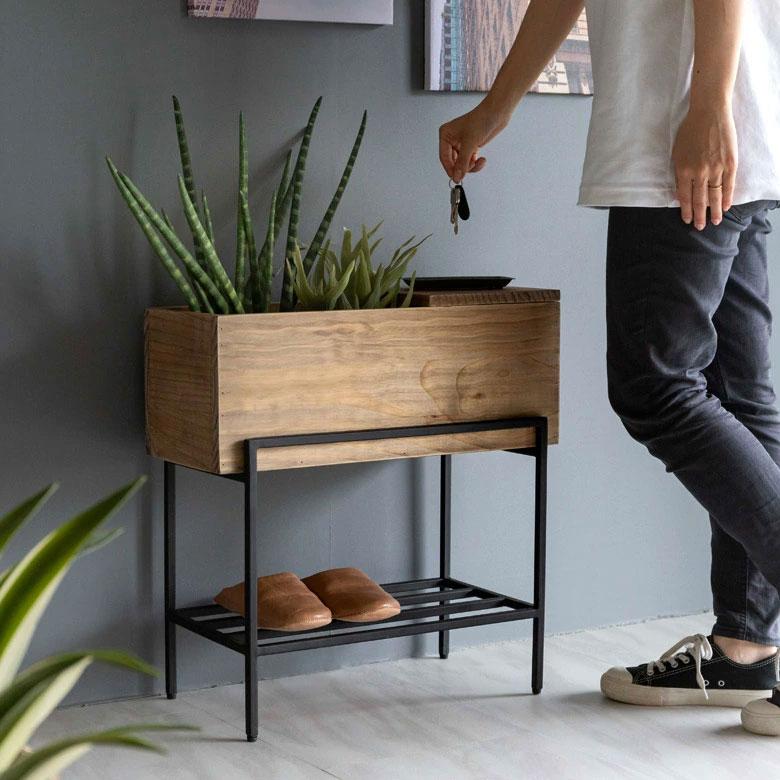 プランター スタンド 脚付き シェルフ アイアン 木 製 ウッド 幅 50.4cm ラック カバー サイド テーブル 大型 おしゃれ 北欧 家具 インテリア 西海岸 d-51 | ブランド登録なし | 17