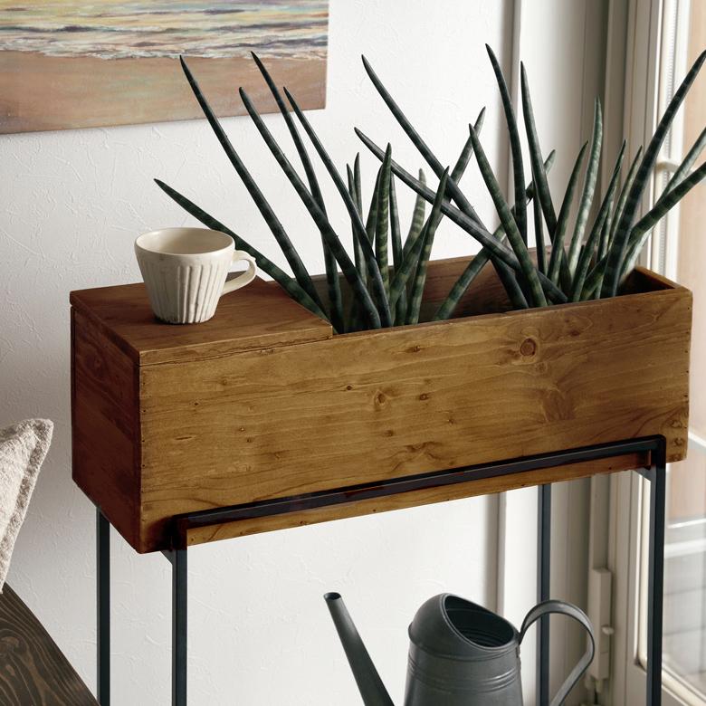 プランター スタンド 脚付き シェルフ アイアン 木 製 ウッド 幅 62.4cm ラック カバー サイド テーブル 大型 おしゃれ 北欧 家具 インテリア 西海岸 e-51 | ブランド登録なし | 09