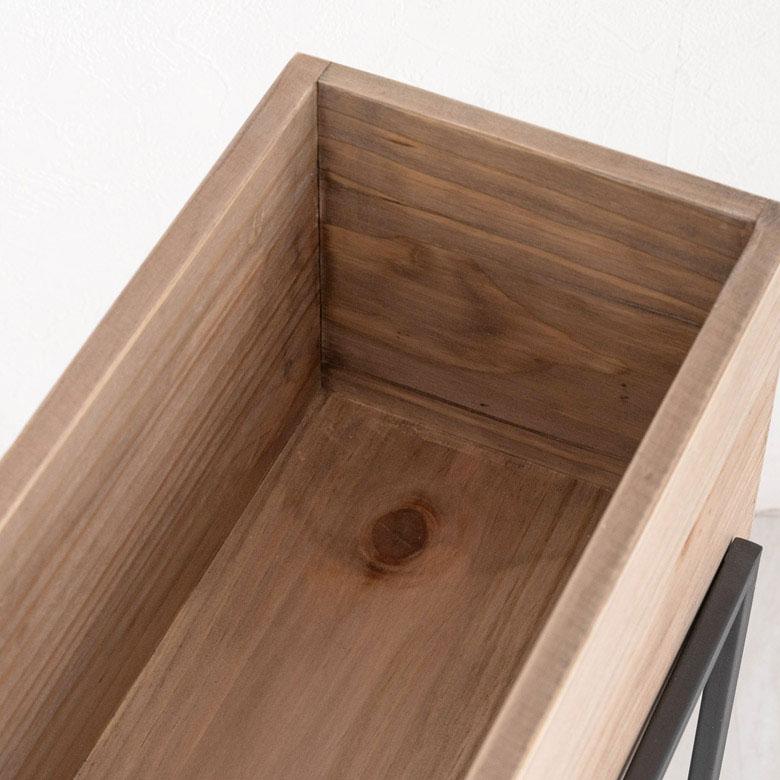 プランター スタンド 脚付き シェルフ アイアン 木 製 ウッド 幅