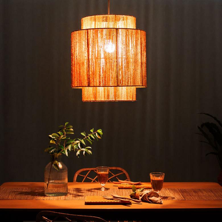 ペンダントライト ランプシェード ジュート 麻 1灯 口金26 60W LED対応 約 径 41cm 高さ 45cm 天井照明 インテリア 照明 ランプ シェード ライト 51275 | ELEMENTS（インテリア） | 18