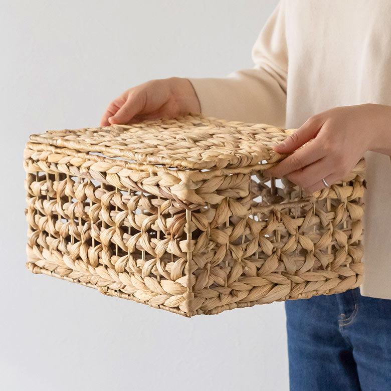 かご バスケット ウォーターヒヤシンス Mサイズ ふた 付き 収納 ボックス 雑貨 入れ ケース ハンドル 持ち手 おしゃれ 北欧 リゾート ナチュラル  西海岸 51278 | ELEMENTS（インテリア） | 10