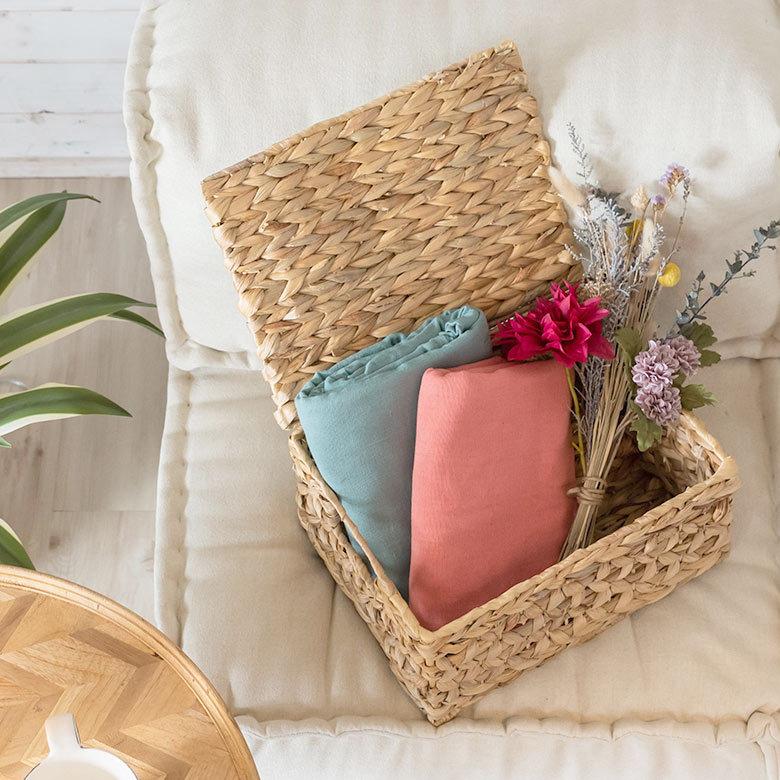 かご バスケット ウォーターヒヤシンス Mサイズ ふた 付き 収納 ボックス 雑貨 入れ ケース ハンドル 持ち手 おしゃれ 北欧 リゾート ナチュラル  西海岸 51278 | ELEMENTS（インテリア） | 19