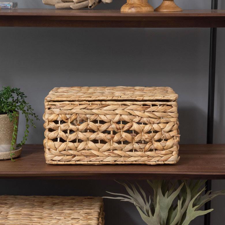 かご バスケット ウォーターヒヤシンス Mサイズ ふた 付き 収納 ボックス 雑貨 入れ ケース ハンドル 持ち手 おしゃれ 北欧 リゾート ナチュラル  西海岸 51278 | ELEMENTS（インテリア） | 02