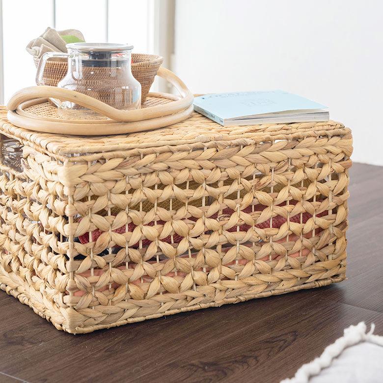 かご バスケット ウォーターヒヤシンス Lサイズ ふた 付き 収納 ボックス 雑貨 入れ ケース ハンドル 持ち手 おしゃれ 北欧 リゾート ナチュラル  西海岸 51279 | ELEMENTS（インテリア） | 13