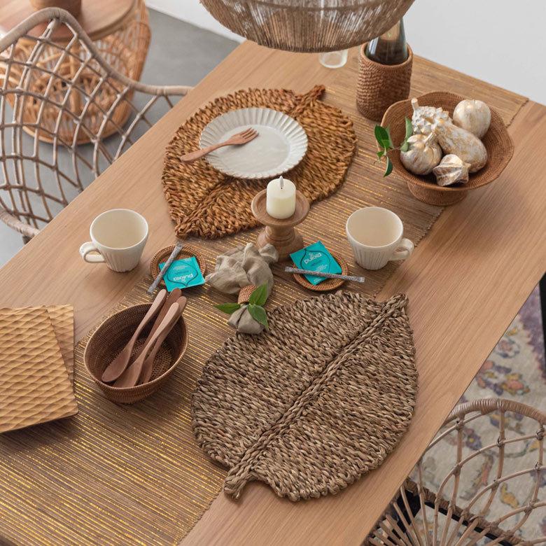 ランチョンマット プレイスマット シーグラス 天然素材 リーフ型 ランチマット テーブルウェア キッチン雑貨 キッチン小物 ダイニング 食卓 51282 | ブランド登録なし | 21
