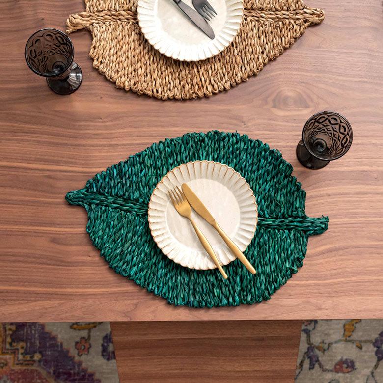 ランチョンマット プレイスマット シーグラス 天然素材 リーフ型 ランチマット テーブルウェア キッチン雑貨 キッチン小物 ダイニング 食卓 51282 | ブランド登録なし | 22