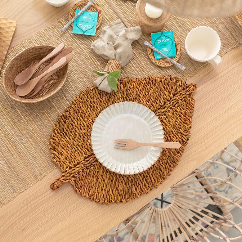 ランチョンマット プレイスマット シーグラス 天然素材 リーフ型 ランチマット テーブルウェア キッチン雑貨 キッチン小物 ダイニング 食卓 51282 | ブランド登録なし | 05