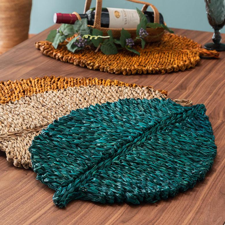 ランチョンマット プレイスマット シーグラス 天然素材 リーフ型 ランチマット テーブルウェア キッチン雑貨 キッチン小物 ダイニング 食卓 51282 | ブランド登録なし | 06