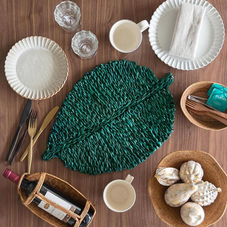 ランチョンマット プレイスマット シーグラス 天然素材 リーフ型 ランチマット テーブルウェア キッチン雑貨 キッチン小物 ダイニング 食卓 51282 | ブランド登録なし | 08