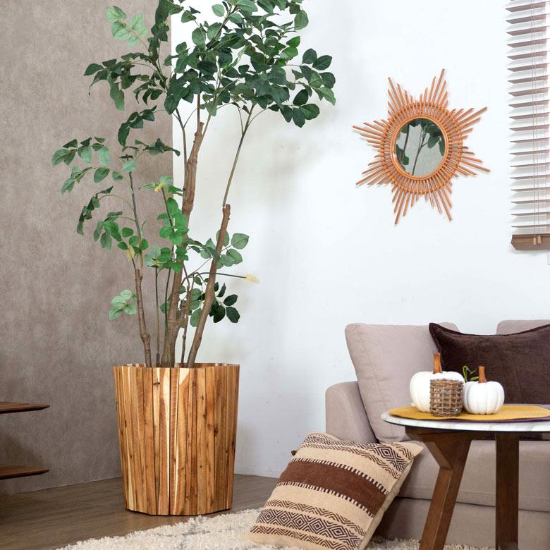 プランターカバー ウッドプランター ボックス カバー Lサイズ 9号鉢 直径45cm H 50cm 天然木 木製 観葉植物 アカシアウッド 鉢 カバー 51283 | ブランド登録なし | 04