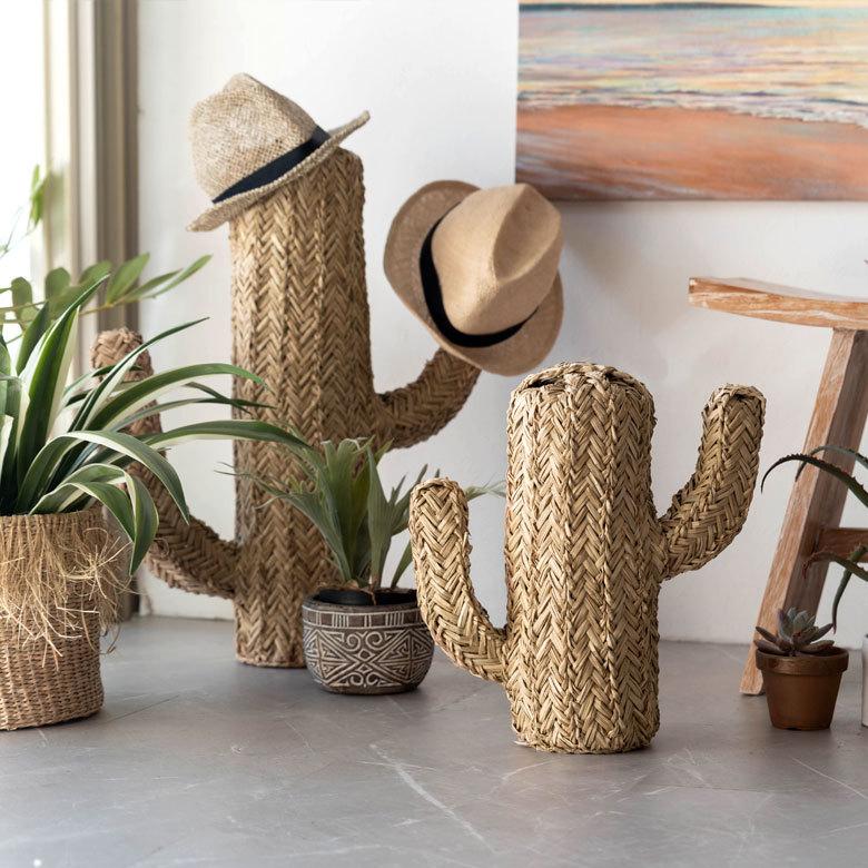 サボテン 置き物 オブジェ ハットスタンド アジアン雑貨 ディスプレイ インテリア H約35cm シーグラス 玄関 リゾート 店舗用 51285 | ELEMENTS（インテリア） | 02