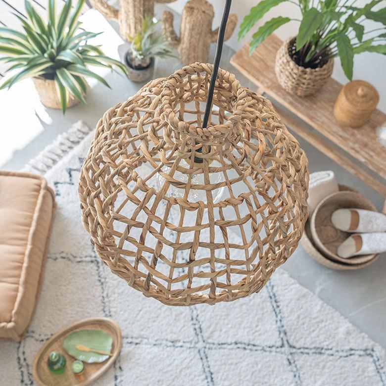 ペンダントライト ランプシェード ウォーターヒヤシンス 約径42cm1灯 口金E26 60W LED対応 天井照明 インテリア アジアン 51287 | ELEMENTS（インテリア） | 12