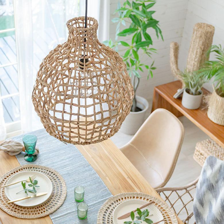 ペンダントライト ランプシェード ウォーターヒヤシンス 約径42cm1灯 口金E26 60W LED対応 天井照明 インテリア アジアン 51287 | ELEMENTS（インテリア） | 07