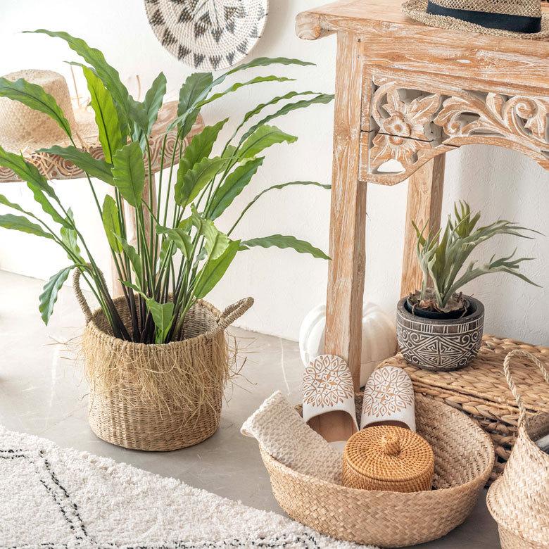 バスケット フリンジ 収納ボックス かご バスケット シーグラス W約25cm プランターカバー アジアン  店舗用 51290 | ELEMENTS（インテリア） | 16