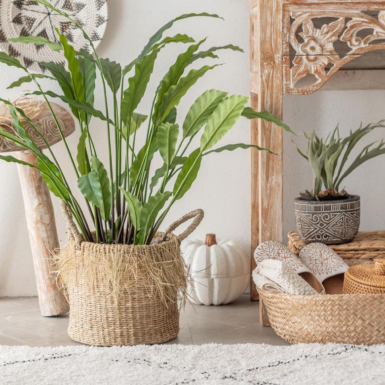 バスケット フリンジ 収納ボックス かご バスケット シーグラス W約25cm プランターカバー アジアン  店舗用 51290 | ELEMENTS（インテリア） | 05