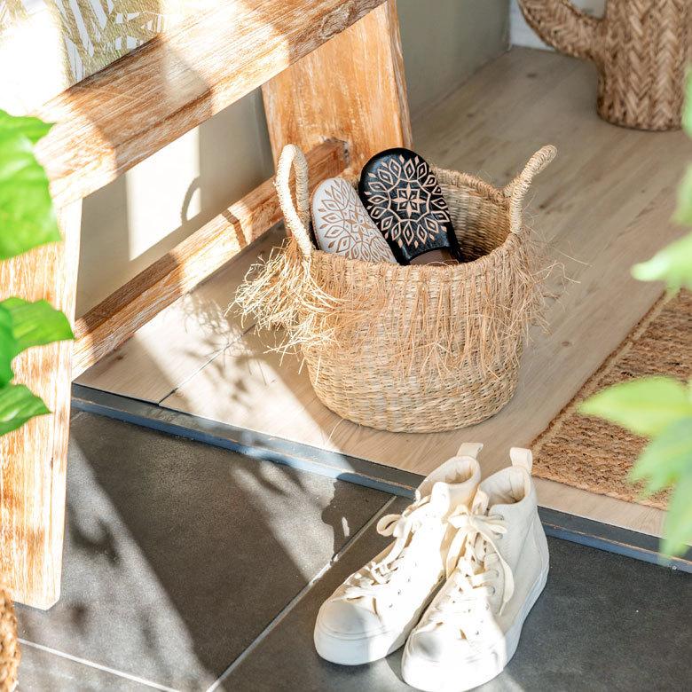 バスケット フリンジ 収納ボックス かご バスケット シーグラス W約35cm プランターカバー アジアン  店舗用 51291 | ELEMENTS（インテリア） | 15