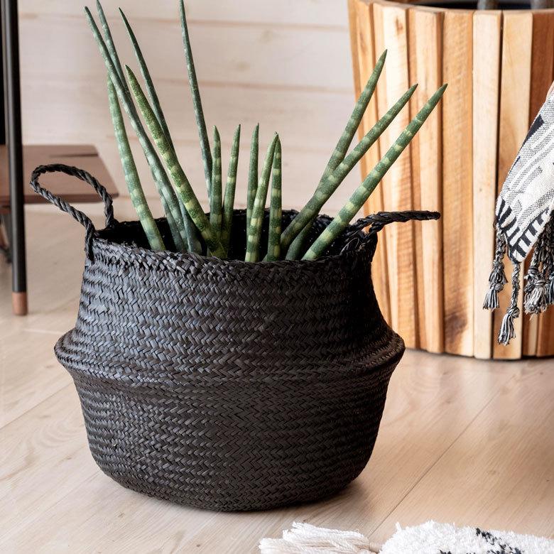 バスケット 収納ボックス かご シーグラス W約30cm ハンドル付き リビング リゾート アジアン おしゃれ 店舗用 51292 | ELEMENTS（インテリア） | 02