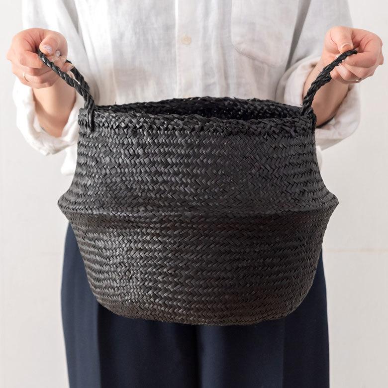 バスケット 収納ボックス かご シーグラス W約30cm ハンドル付き リビング リゾート アジアン おしゃれ 店舗用 51292 | ELEMENTS（インテリア） | 04