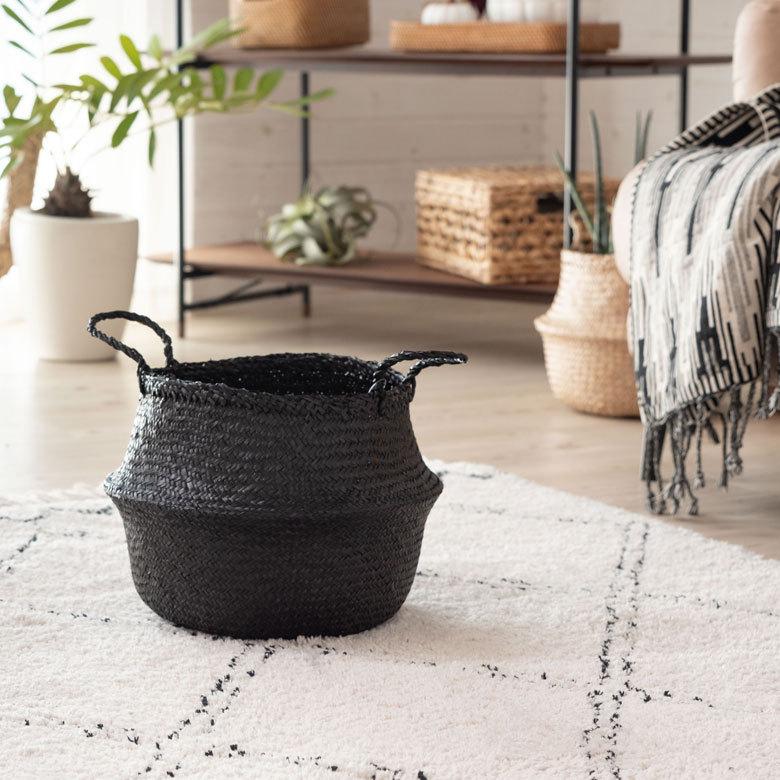 バスケット 収納ボックス かご シーグラス W約30cm ハンドル付き リビング リゾート アジアン おしゃれ 店舗用 51292 | ELEMENTS（インテリア） | 05