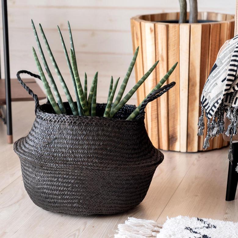 バスケット 収納ボックス かご シーグラス W約35cm ハンドル付き リビング リゾート アジアン おしゃれ 店舗用 51293 | ELEMENTS（インテリア） | 02