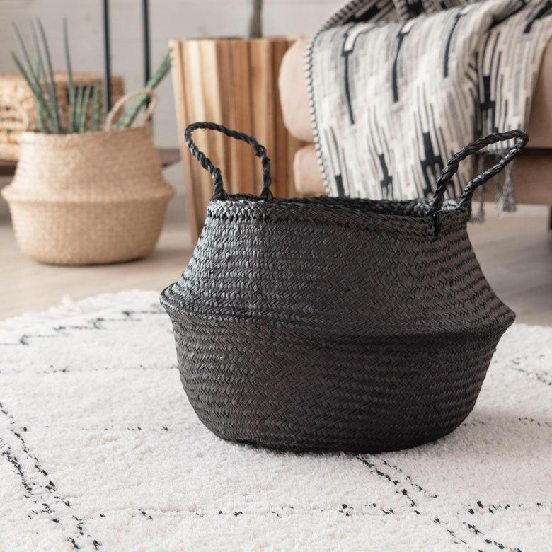 バスケット 収納ボックス かご シーグラス W約35cm ハンドル付き リビング リゾート アジアン おしゃれ 店舗用 51293 | ELEMENTS（インテリア） | 05