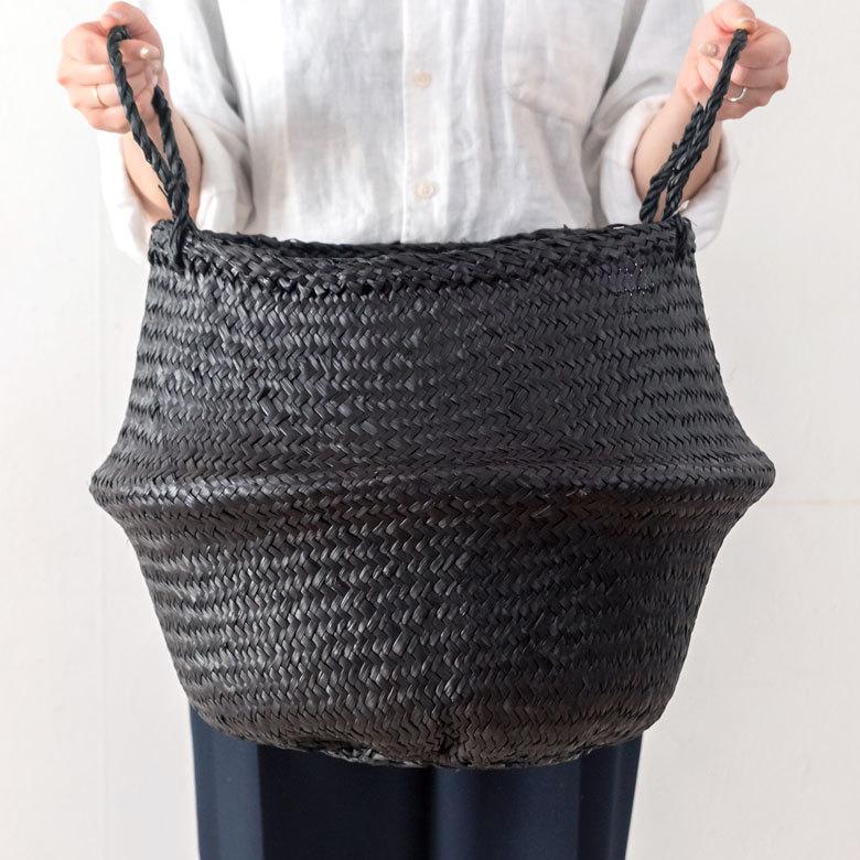 バスケット 収納ボックス かご シーグラス W約40cm ハンドル付き リビング リゾート アジアン おしゃれ 店舗用 51294 | ELEMENTS（インテリア） | 04