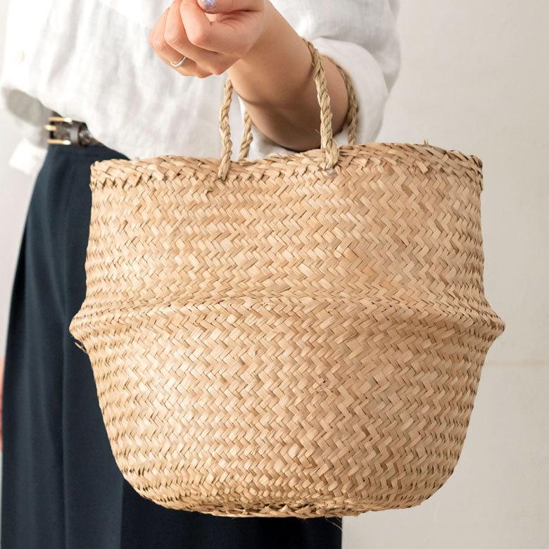 バスケット 収納ボックス かご シーグラス W約30cm ハンドル付き リビング ナチュラル リゾート アジアン おしゃれ 店舗用 51295 | ELEMENTS（インテリア） | 16
