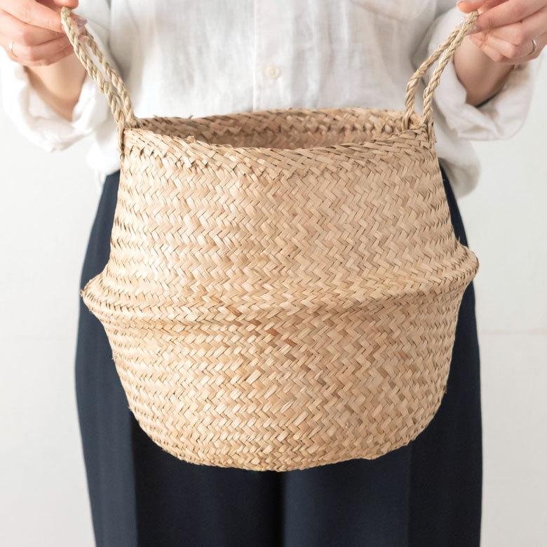 バスケット 収納ボックス かご シーグラス W約30cm ハンドル付き リビング ナチュラル リゾート アジアン おしゃれ 店舗用 51295 | ELEMENTS（インテリア） | 04