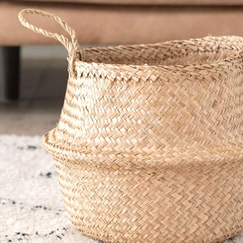 バスケット 収納ボックス かご シーグラス W約30cm ハンドル付き リビング ナチュラル リゾート アジアン おしゃれ 店舗用 51295 | ELEMENTS（インテリア） | 06