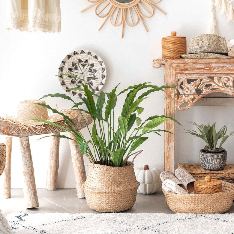 バスケット 収納ボックス かご シーグラス W約30cm ハンドル付き リビング ナチュラル リゾート アジアン おしゃれ 店舗用 51295 | ELEMENTS（インテリア） | 08