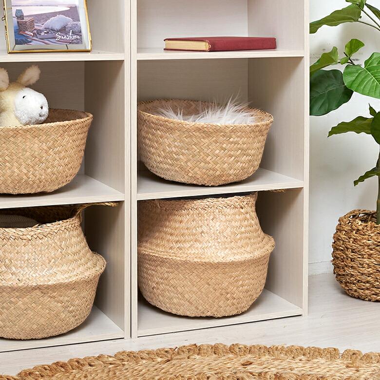 バスケット 収納ボックス かご シーグラス W約30cm ハンドル付き リビング ナチュラル リゾート アジアン おしゃれ 店舗用 51295 | ELEMENTS（インテリア） | 07
