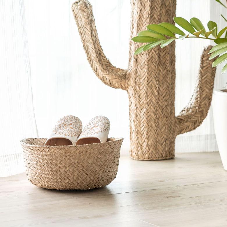 バスケット 収納ボックス かご シーグラス W約30cm ハンドル付き リビング ナチュラル リゾート アジアン おしゃれ 店舗用 51295 | ELEMENTS（インテリア） | 09